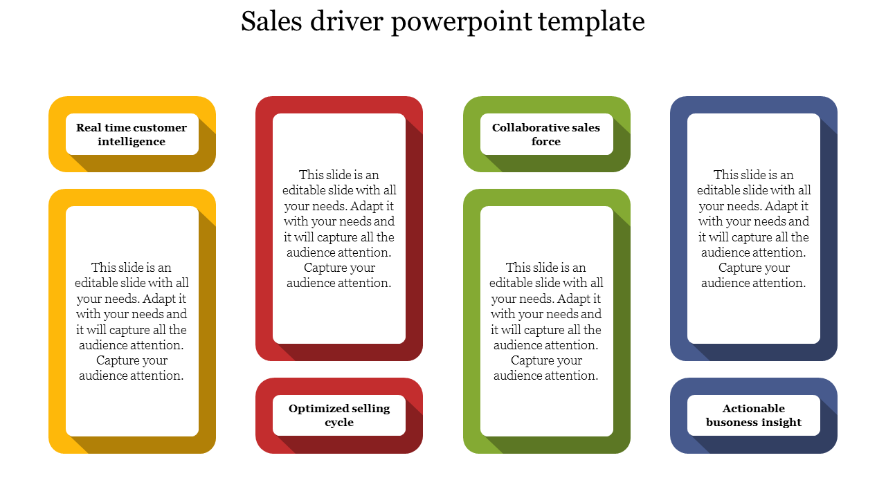 Sales driver powerpoint template with Box Design